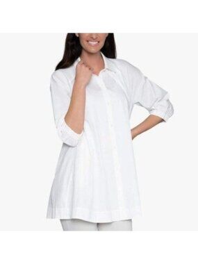 Stella Carakasi Womens Size S Compliment Tunic Soft-White Button-Up Top NEW